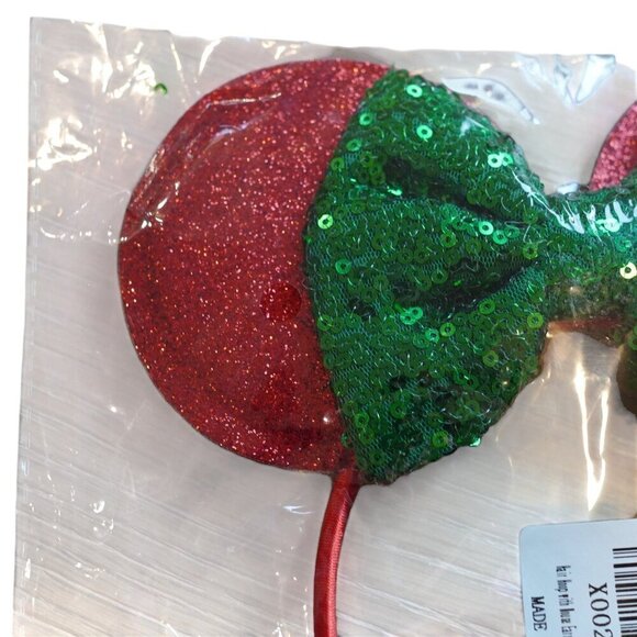 NWT Disney Red & Green Sequin Minnie Mouse Headband Christmas Holiday‎ - Picture 3 of 4